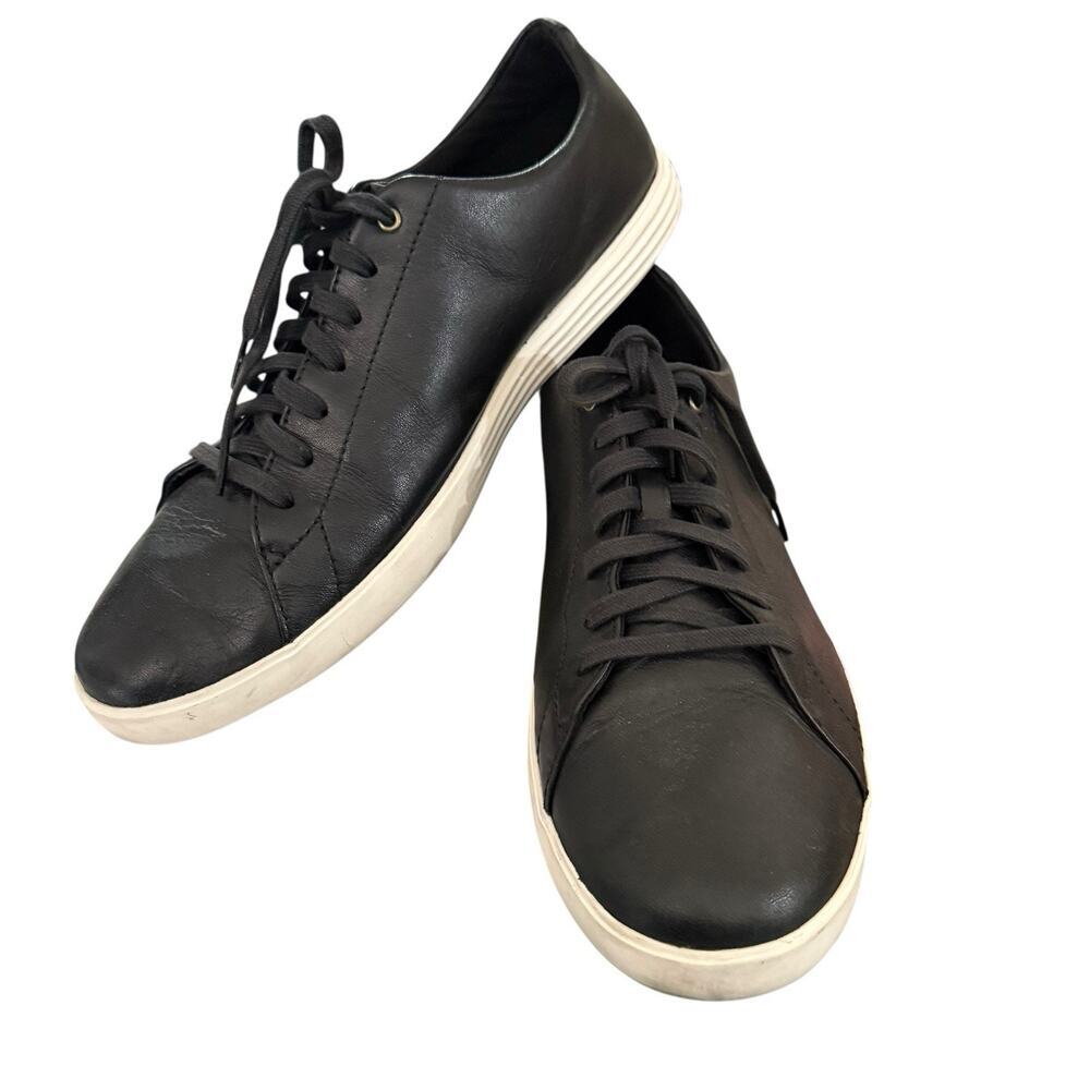 Cole Haan Grand Crosscourt II Mens Sz 12 Dress Sneaker Solid Black Leather Shoes